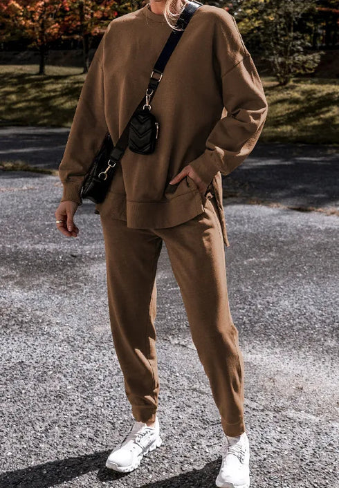 'Axelle' Long Sleeve Top and Pants Set - Celes Fashion